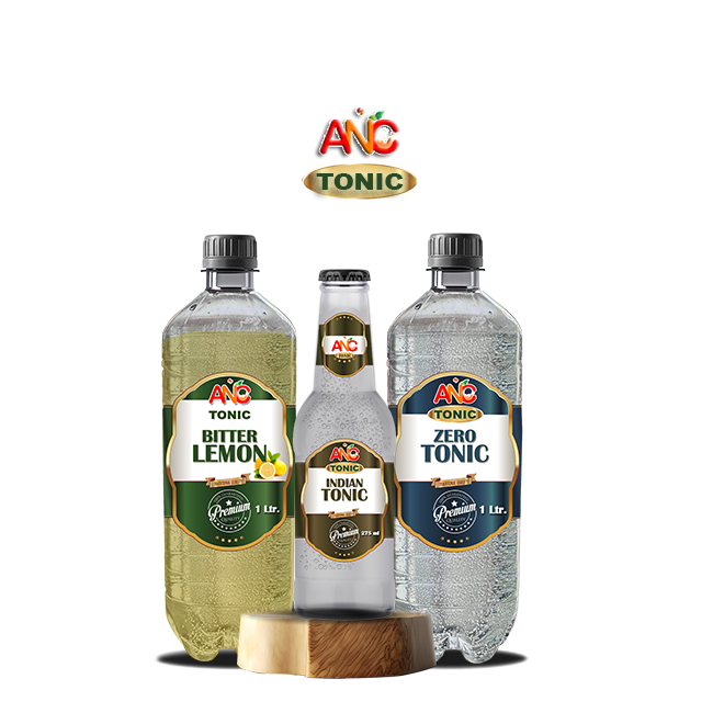 ANC Tonic range featuring Bitter Lemon, Indian Tonic, and Zero Tonic flavors, perfect for refreshing and invigorating drinks.